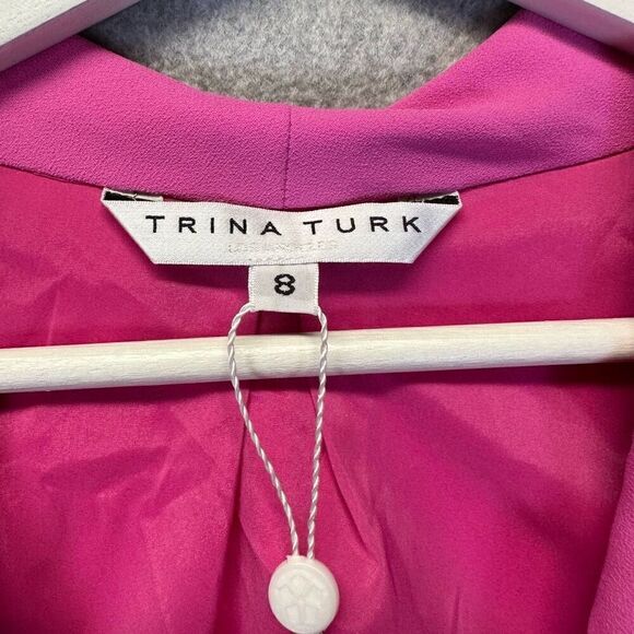 Trina Turk Women’s Size 8 Naples Dress Solid Pink Sleeveless A Line Cowl Neck - Picture 2 of 6